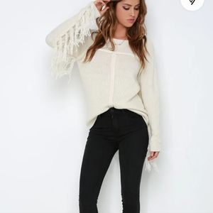 Others Follow Mila Cream Fringe Sweater